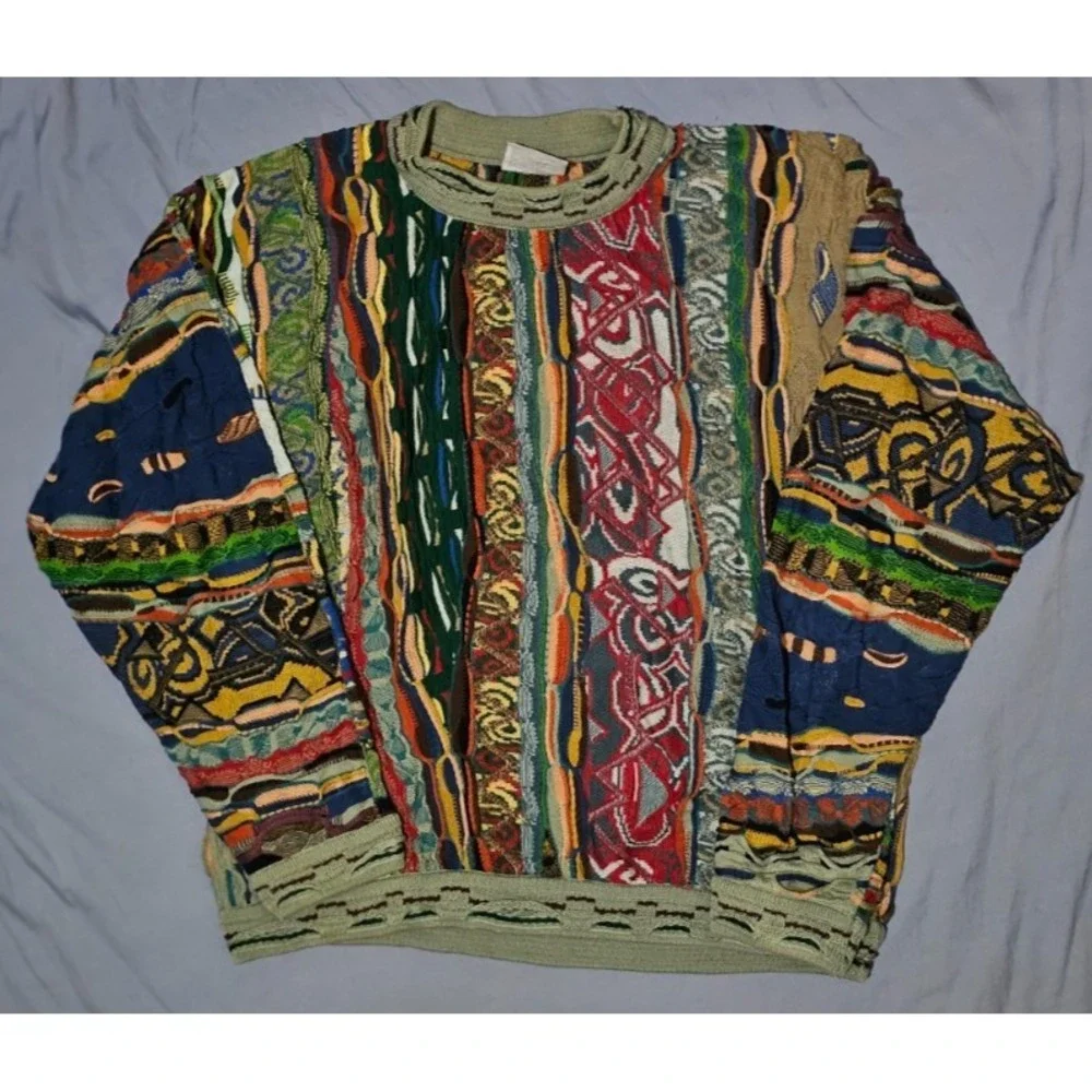 Vintage COOGI Australia 3D Knit Sweater Size Large Multicolor Biggie 90s Hip-Hop